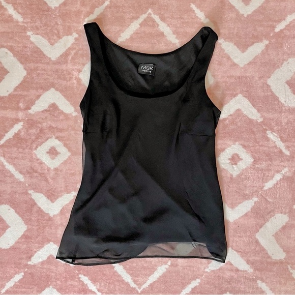 MSK Vintage Petite Black Silky and Sheer Tank Top and Skirt Set - Picture 6 of 9